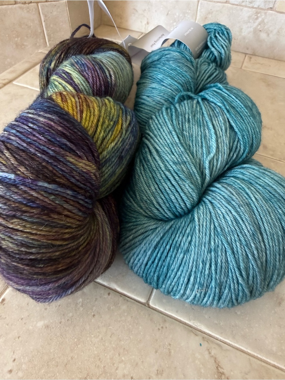 Cloudborn Malabrigo Merino Superwash Sock Yarn - Teal & Multicolor 2 Hanks - Picture 10 of 11